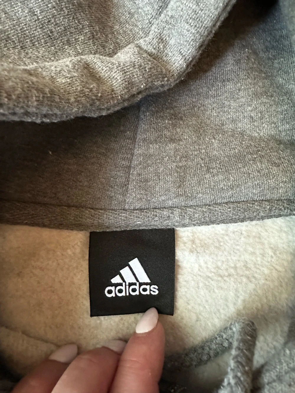 adidas Gray Full-Zip Hooded Sweatshirt with Trefoil
